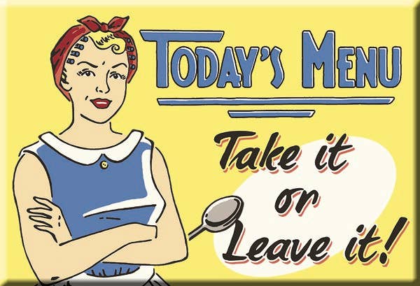 Magnet: Today's Menu Metal wrapped with printed media
