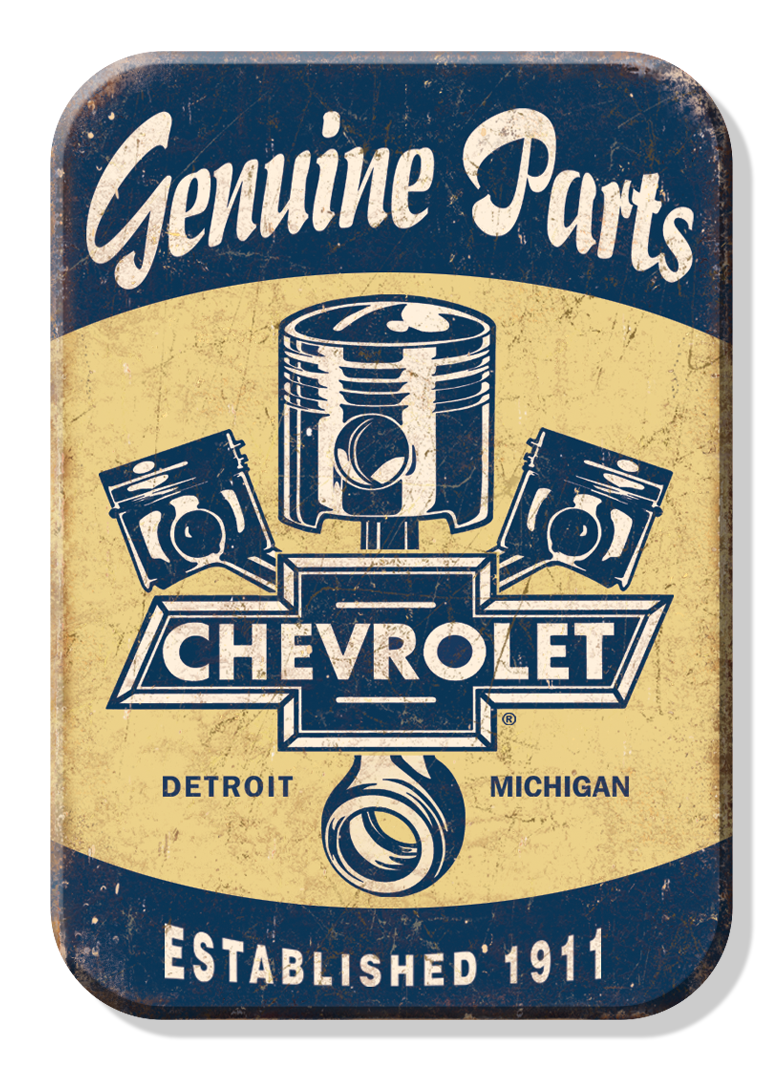 Magnet: Chevy Pistons Metal wrapped with printed media