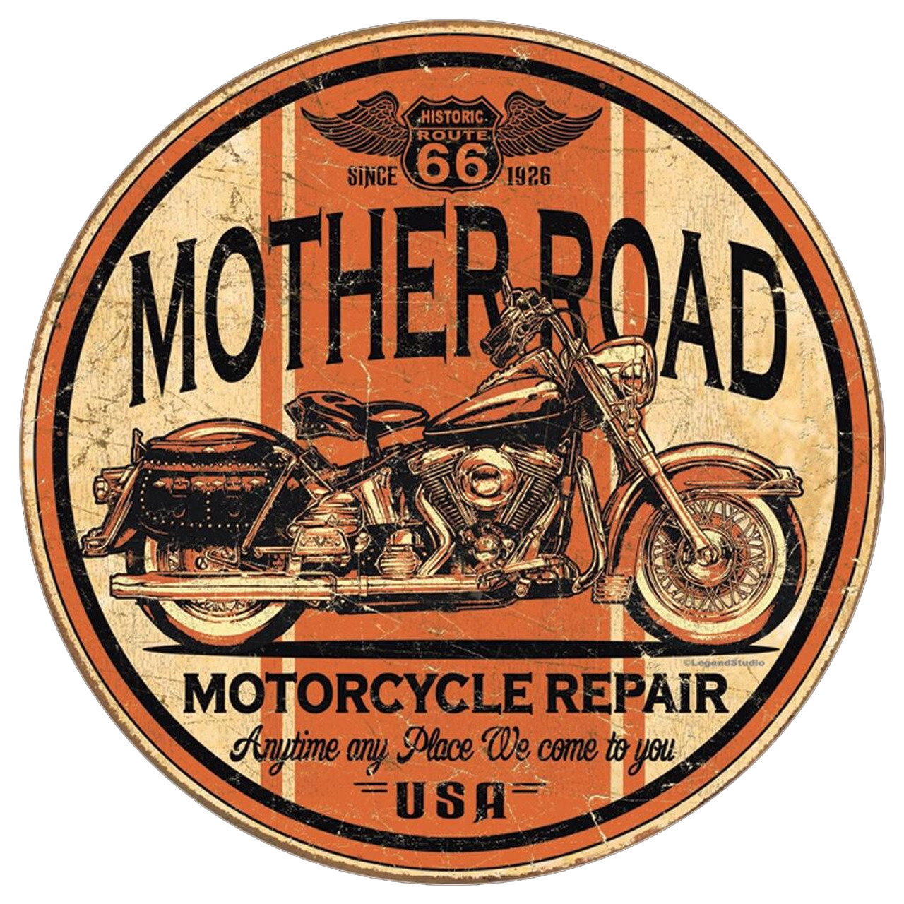 ROUND - Mother Road Repair Tin Sign