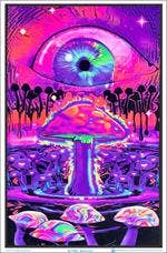 Mushrooms Black Light Poster - 23" X 35": Shrinkwrapped on Cardboard