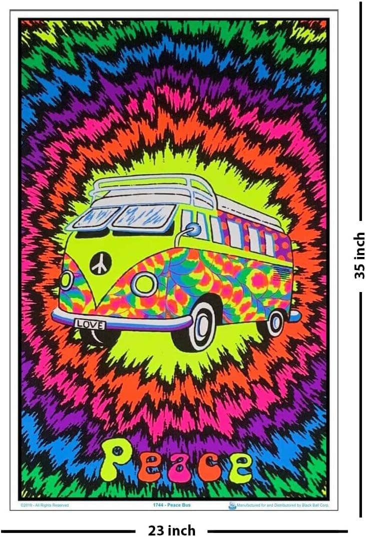 Peace Bus Blacklight Poster - 23" x 35": Shrinkwrapped on Cardboard