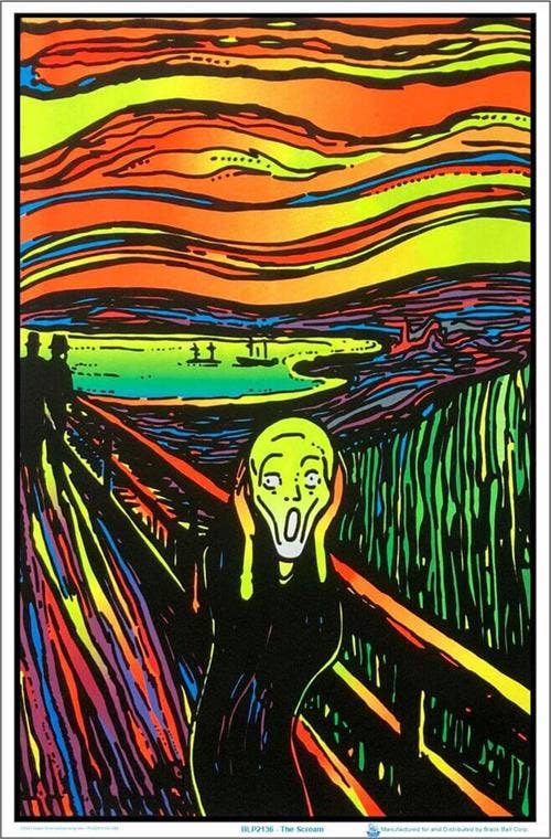 The Scream Blacklight Poster 23" x 35": Shrinkwrapped on Cardboard