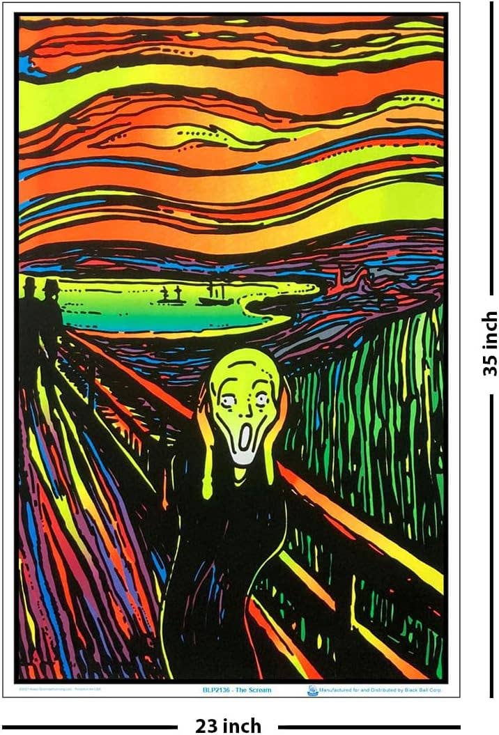 The Scream Blacklight Poster 23" x 35": Shrinkwrapped on Cardboard