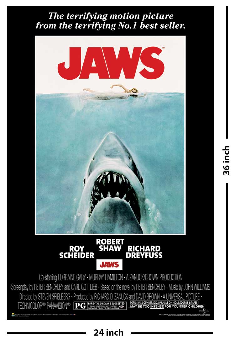 Jaws Movie Poster - 24" X 36": Shrinkwrapped on Cardboard