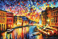 Venice Grand Canal by: Leonid Afremov Poster - 36" x 24": Shrinkwrapped on Cardboard