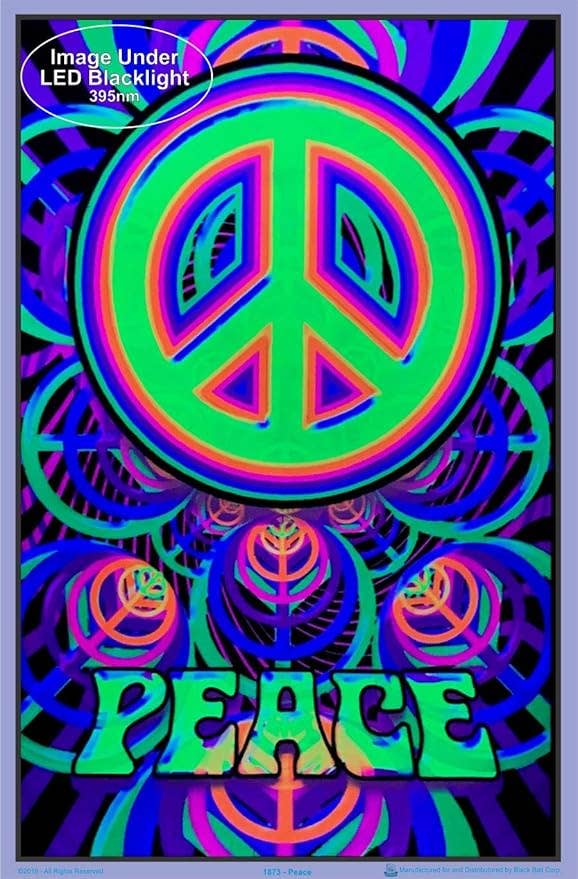 Peace Black Light Poster - 23" X 35": Shrinkwrapped on Cardboard