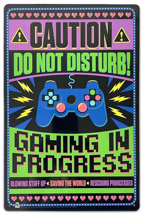 Gaming In Progress Tin Sign - 20x30cm - 7.87" x 11.81"