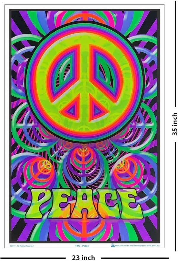 Peace Black Light Poster - 23" X 35": Shrinkwrapped on Cardboard