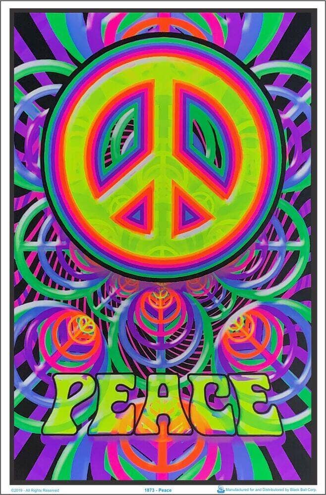 Peace Black Light Poster - 23" X 35": Shrinkwrapped on Cardboard
