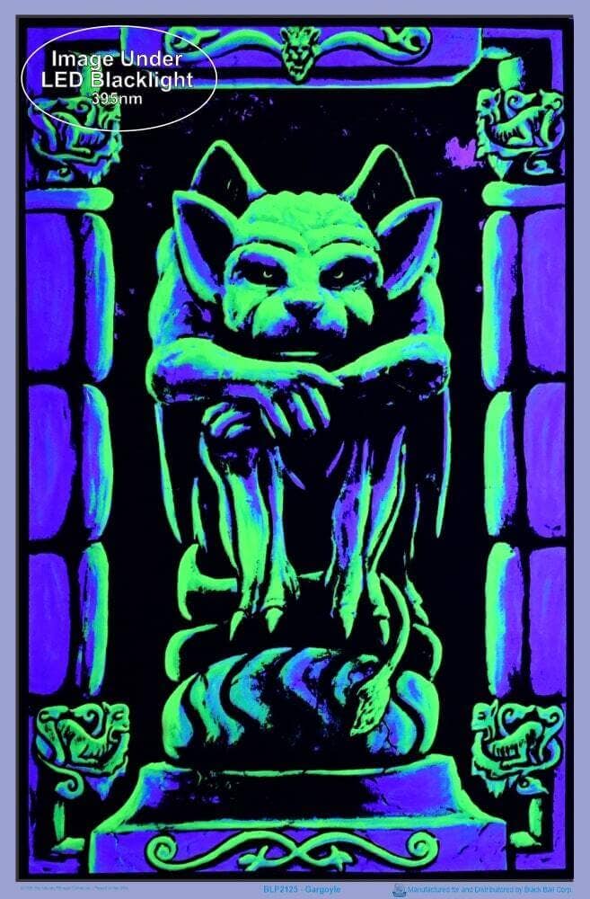 Gargoyle by Vincent Monaco Blacklight Poster 23" x 35": Shrinkwrapped on Cardboard