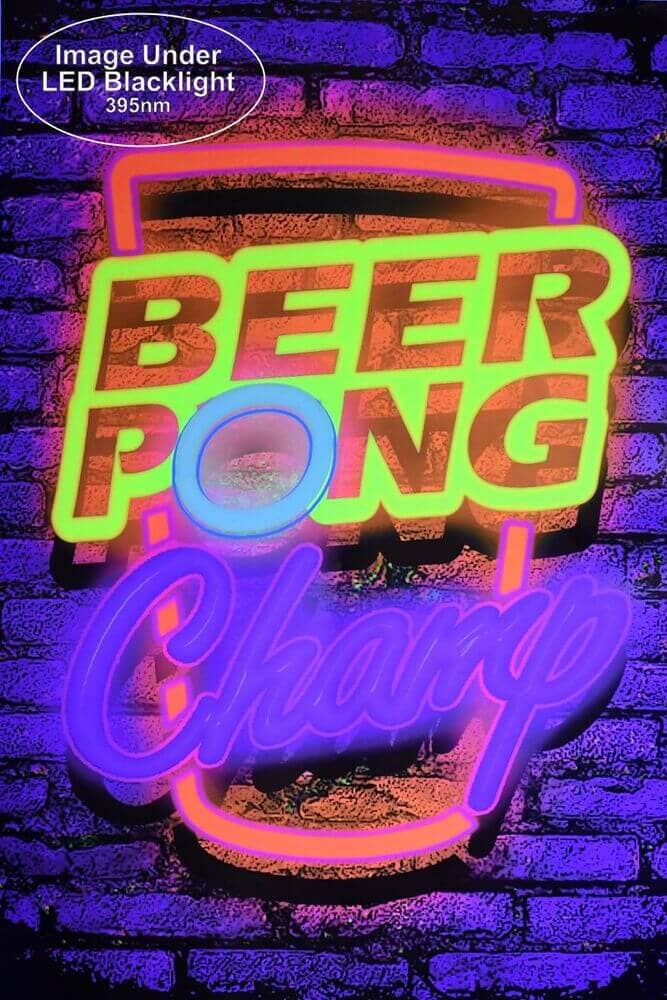 Beer Pong Neon Non-Flocked Blacklight Poster 24" x 36": Shrinkwrapped on Cardboard