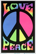 Peace & Love Retro Black Light Poster - 23" X 35": Shrinkwrapped on Cardboard