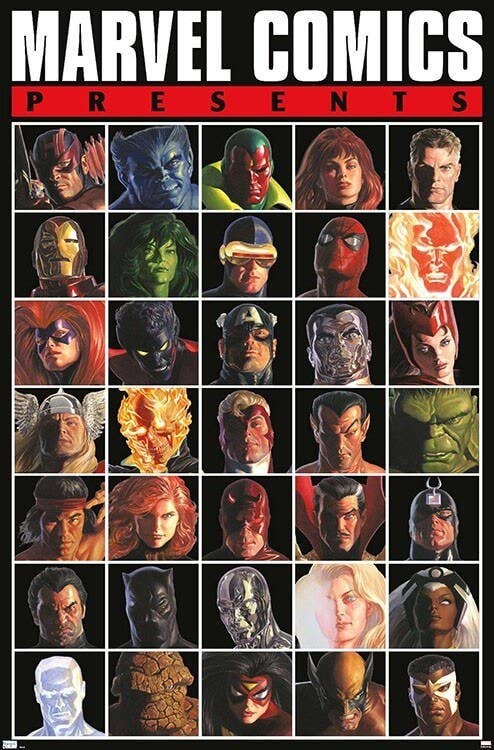 Marvel Comics - Presents Grid Poster - 22.375" x 34": Shrinkwrapped on Cardboard