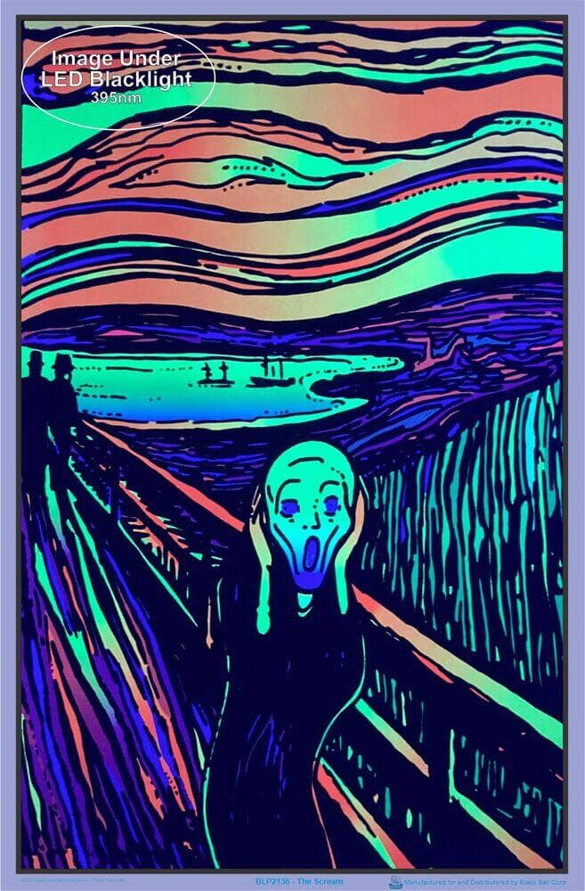 The Scream Blacklight Poster 23" x 35": Shrinkwrapped on Cardboard