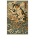 Cat Destroying City Ukiyo-E Sticker: Default