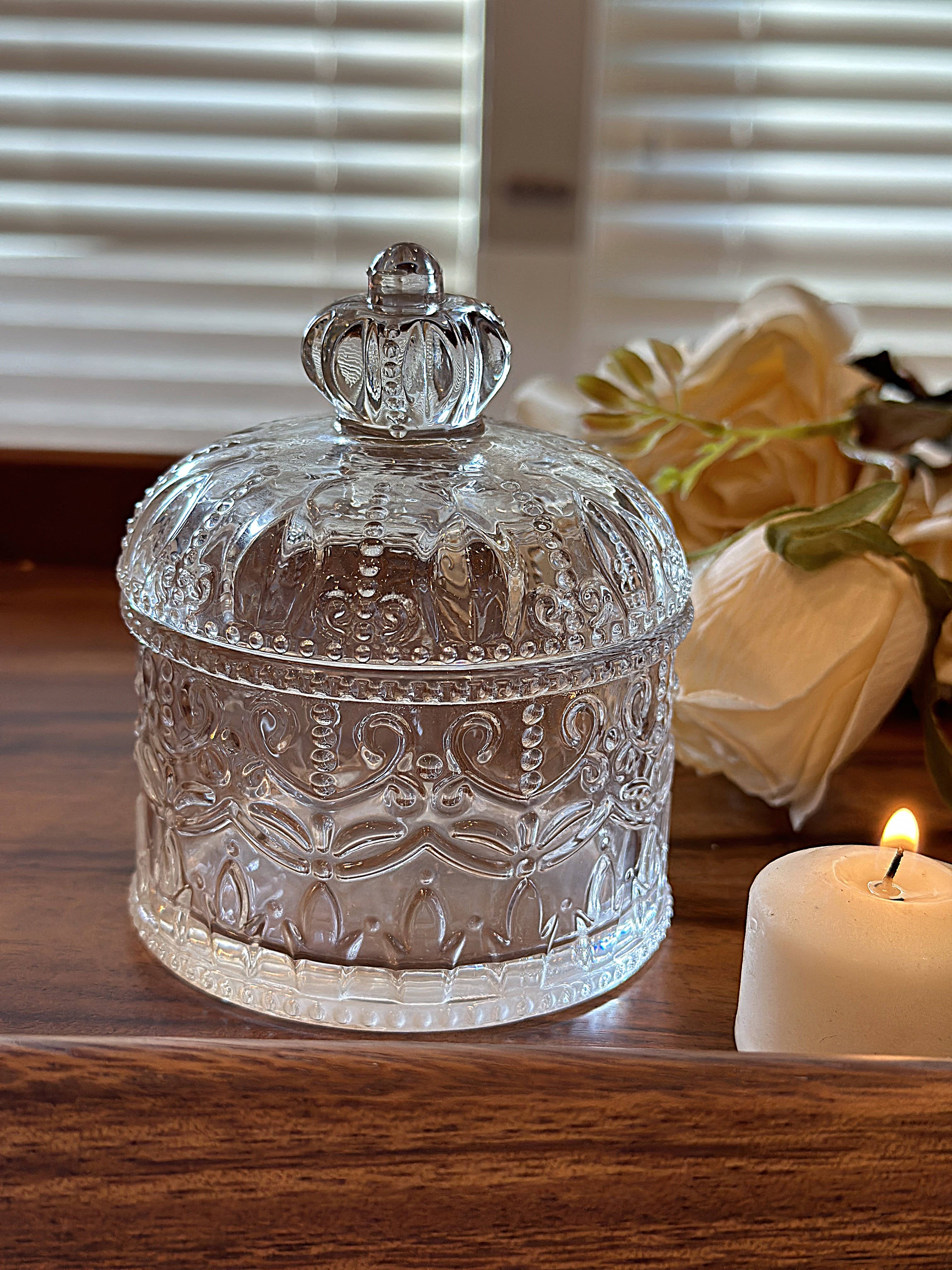 Crystal Glass Storage Jar: CROWN