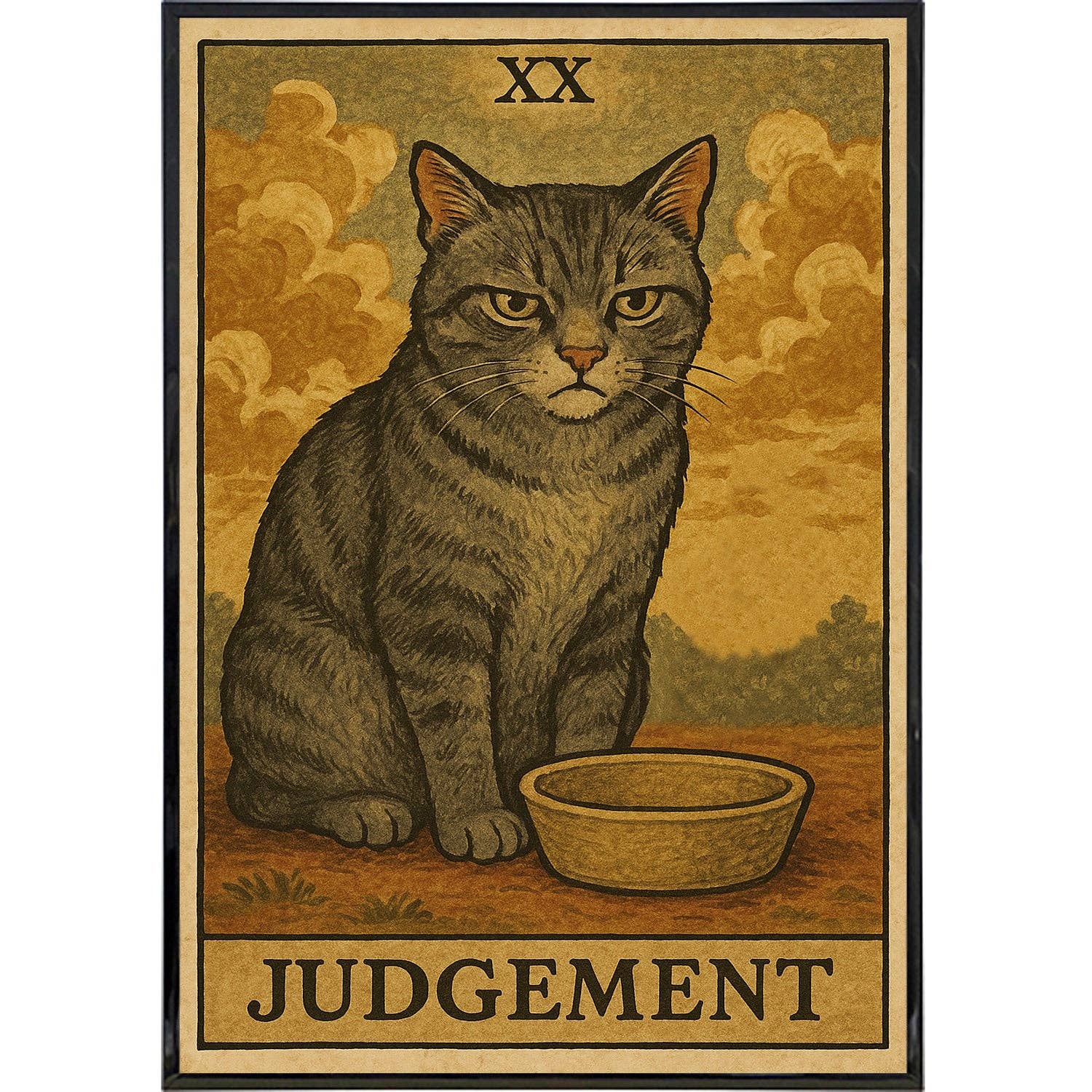 Judgement Cat Tarot Original Poster Print: Framed Print