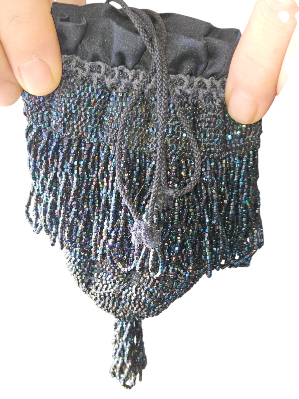 Antique Late 19th-Early 20th Cent hand-beaded reticule purse