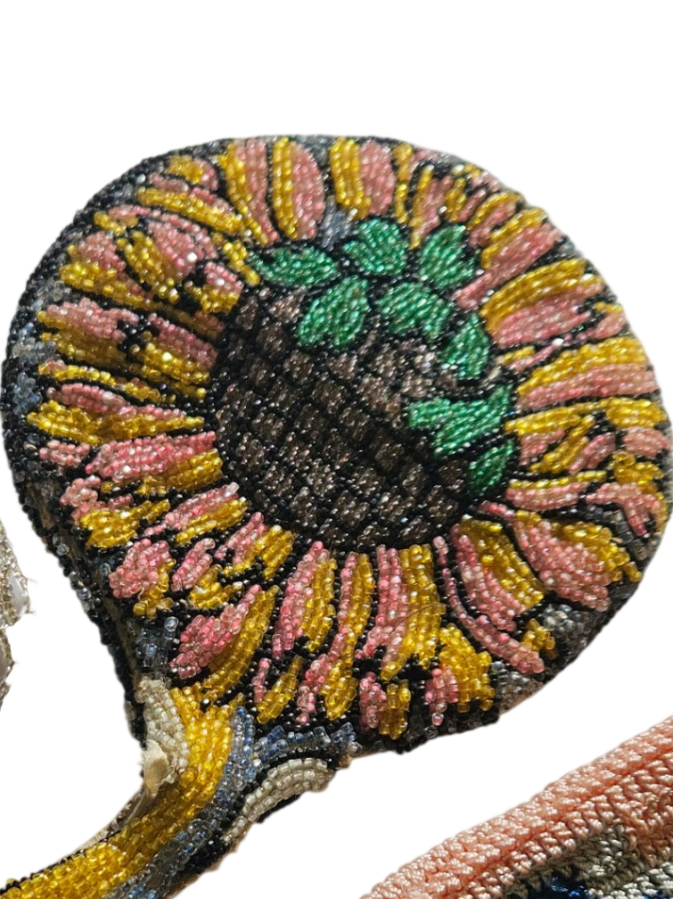 19th or early 20th-century micro-beaded Flower Purse