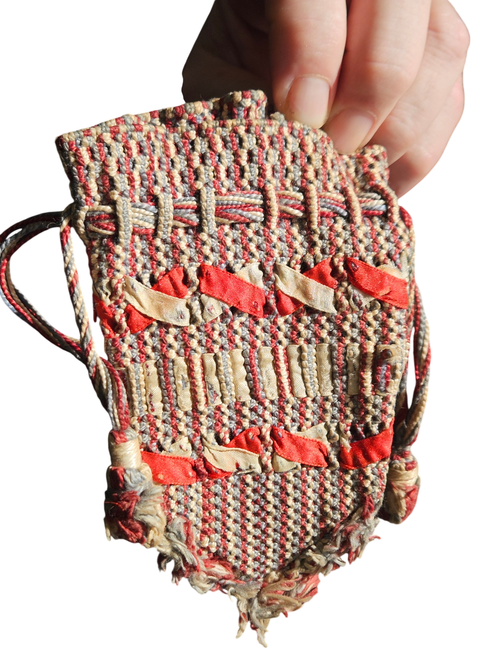 Antique Textile: Reticule Pouch Native American Style Hand-made