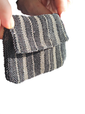 Vintage Art Deco Beaded Striped Wristlet Clutch with Envelope Closure
