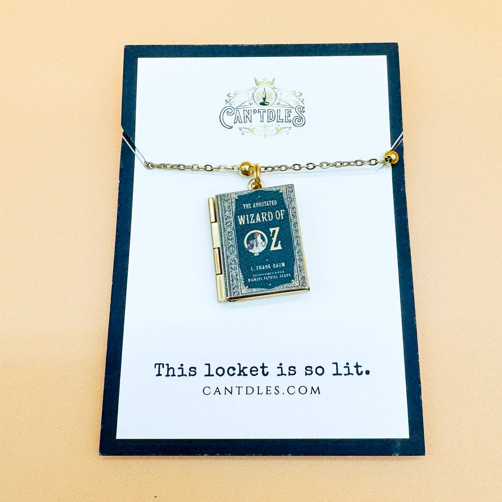 Wizard of Oz Book Necklace Reader Gift: Gold Plated Stainless Steel