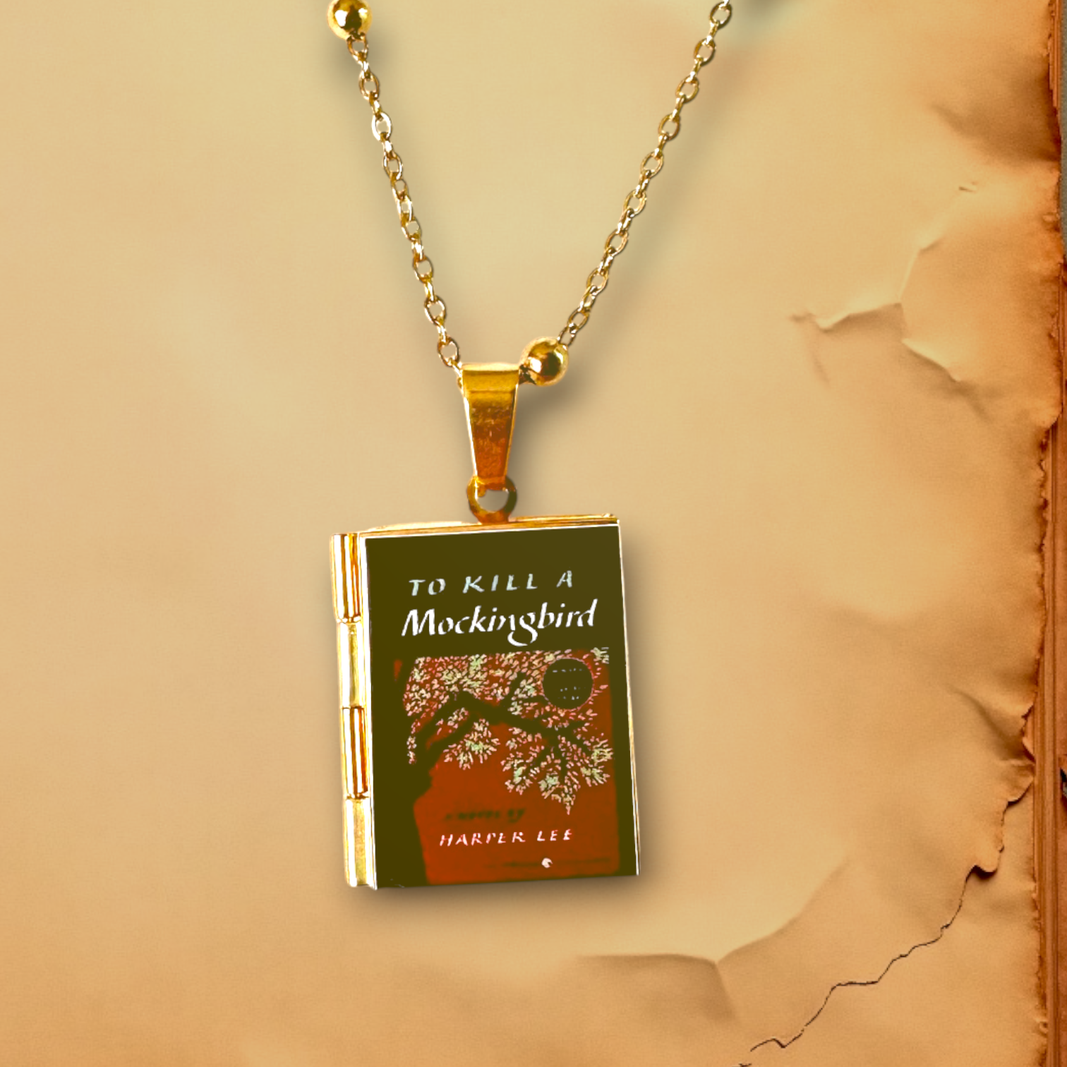To Kill a Mockingbird Book Necklace Reader Gift: Gold Plated