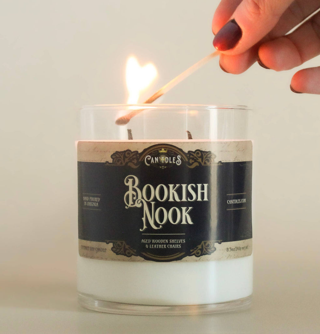 Bookish Nook | Cozy Wood & Leather Candle | Book Lover Home