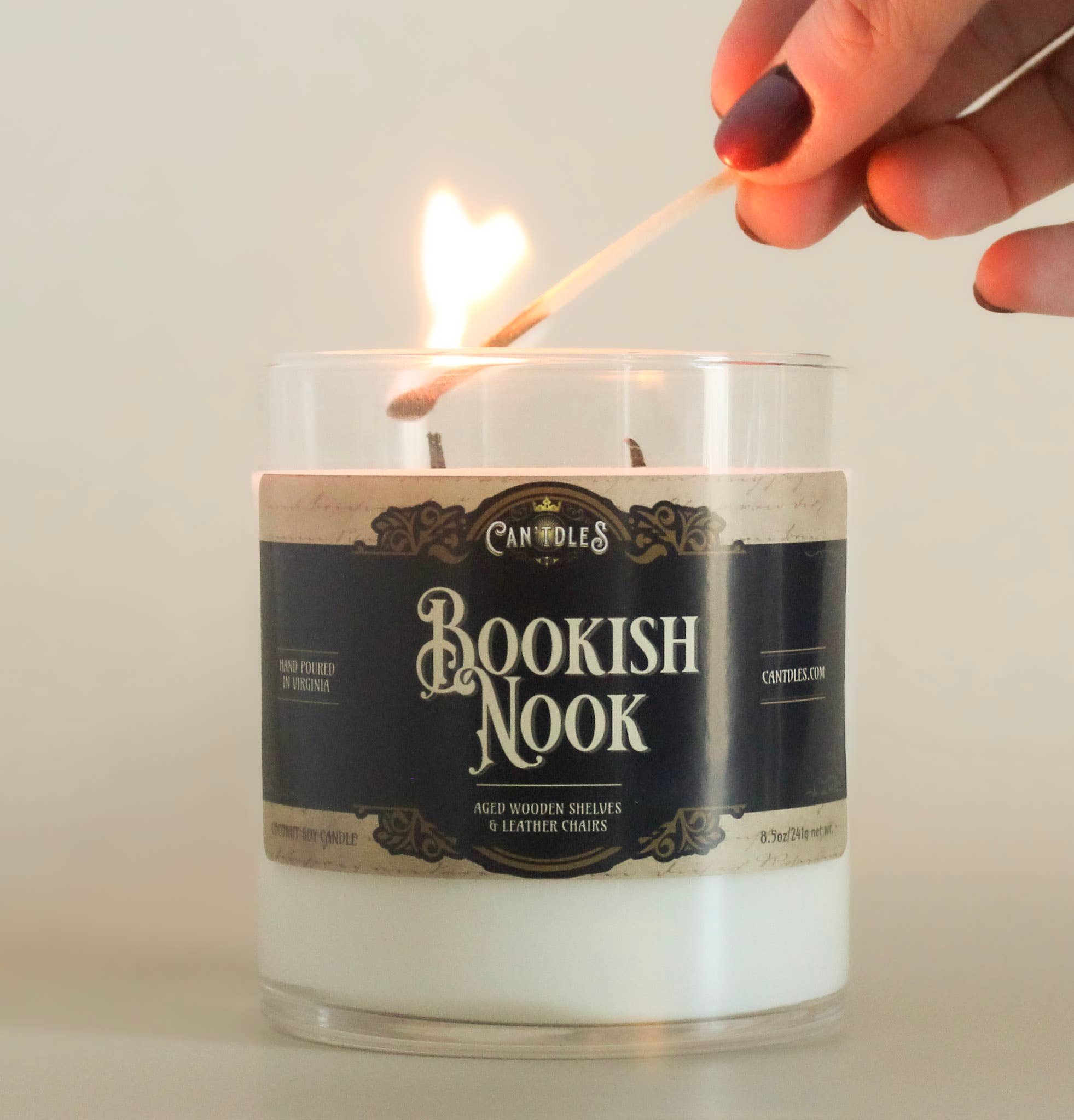 Bookish Nook | Cozy Wood & Leather Candle | Book Lover Home