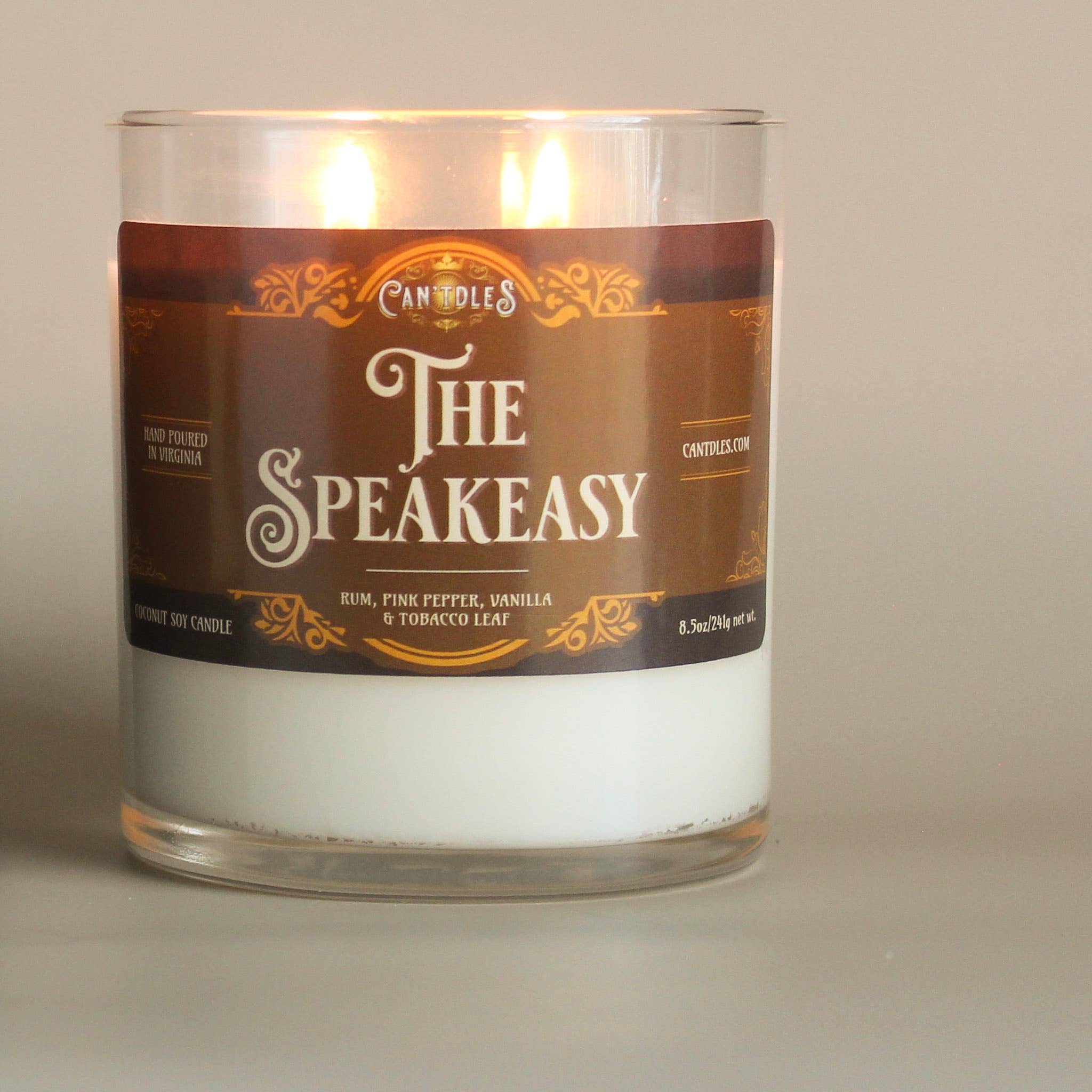 The Speakeasy: Rum, Vanilla, Tobacco Leaf & Neroli Coconut Soy Candle | Luxury, Long-Lasting, Non-Toxic Fragrance