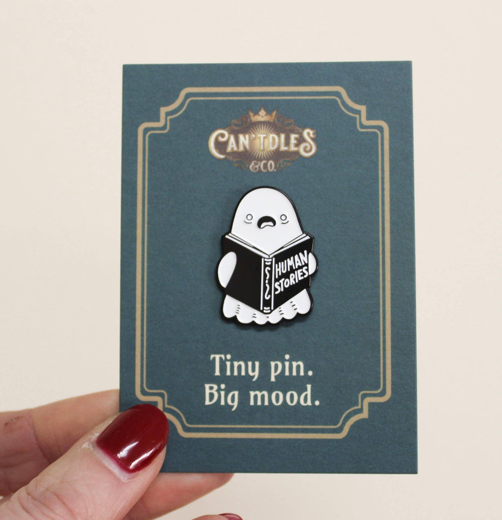 Human Stories Ghost Bookish Pin – Reader Merch Gift