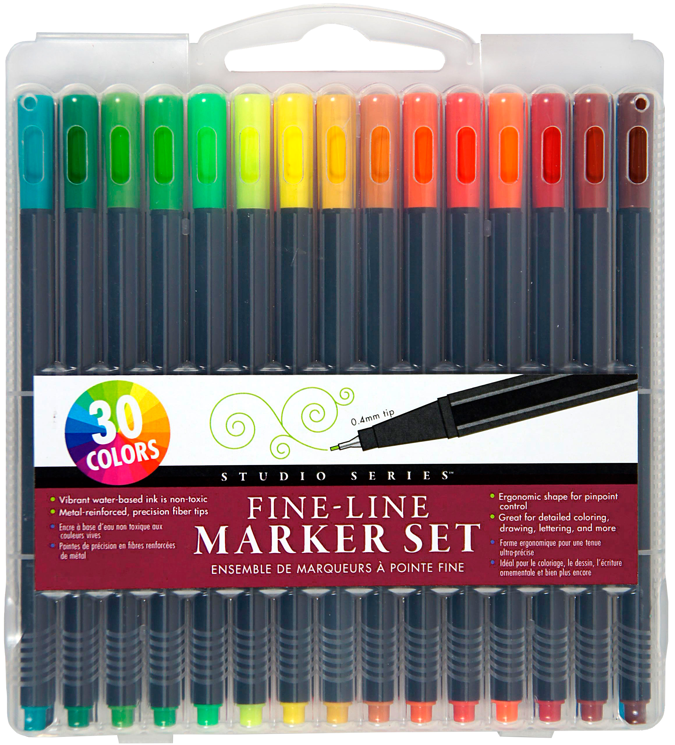 Studio Series Fine-Line Marker Set (30 colors, 0.4mm tip)