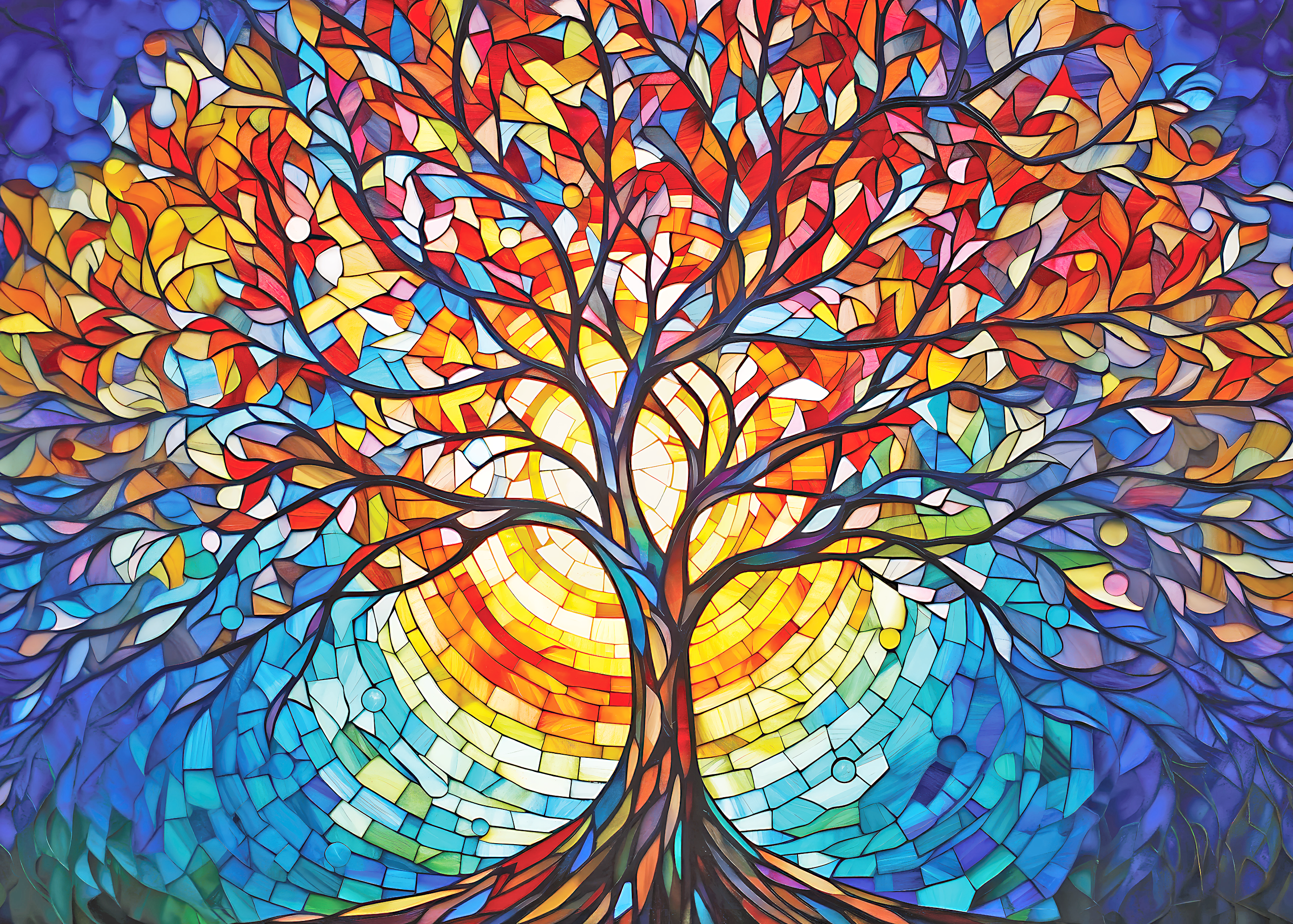 Stained Glass Tree of Life 1000-Piece Jigsaw Puzzle