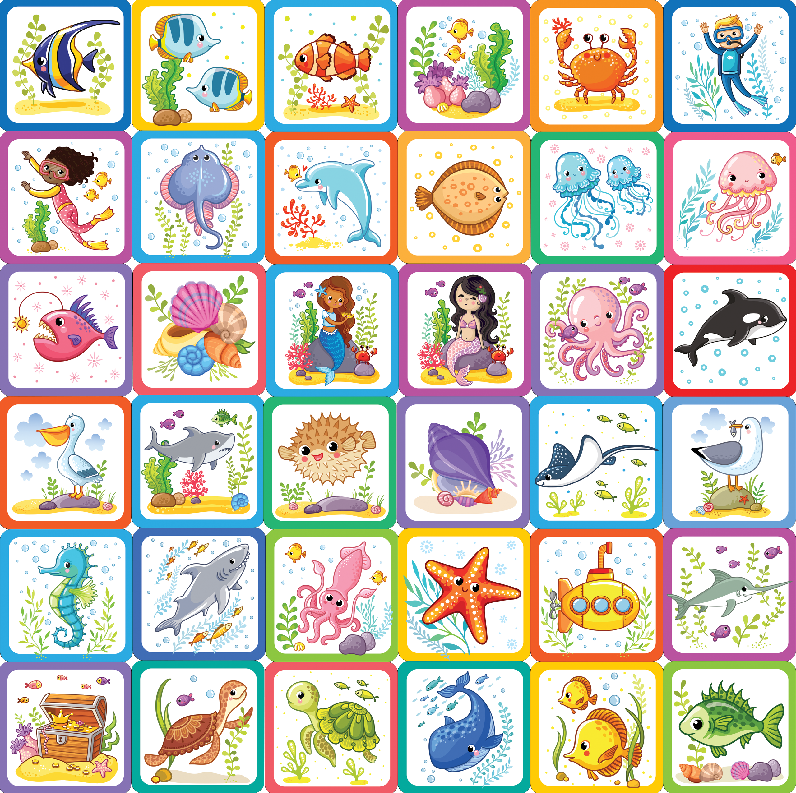 Under the Sea Memory Match Game (Set of 72 cards)