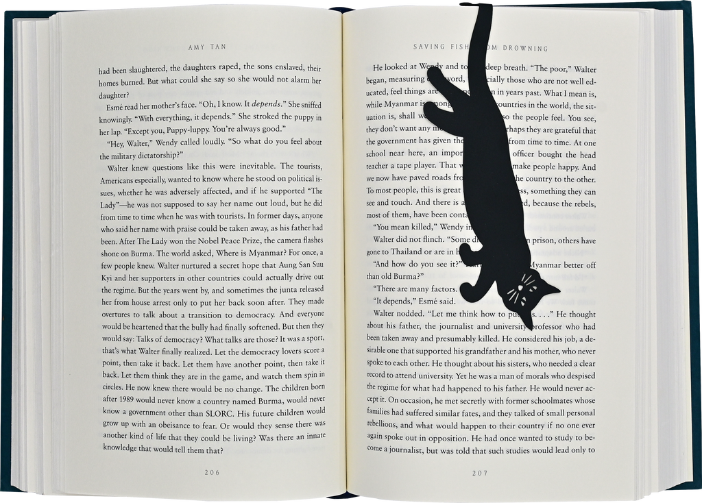 Curious Cat 'Hanging' Metal Bookmark