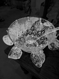 Vintage Anchor Hocking Early American Prescut (EAPC) Complete "Star of David" Punchbowl Set with Lucite Ladle