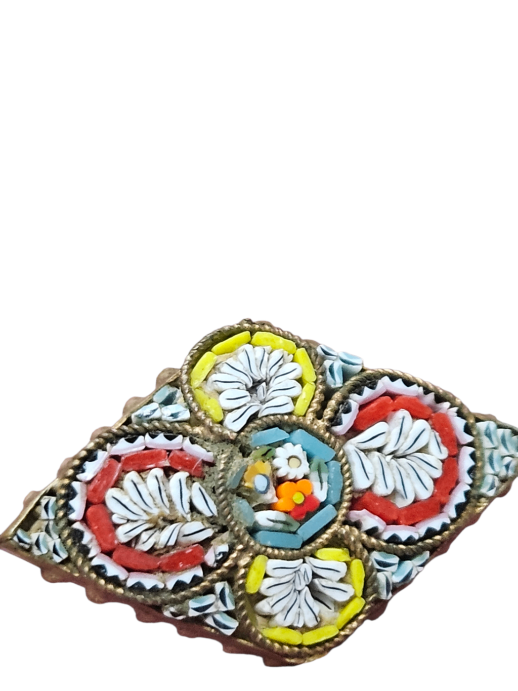 Antique Micro Mosaic Tesserae Brooch Pre 1920