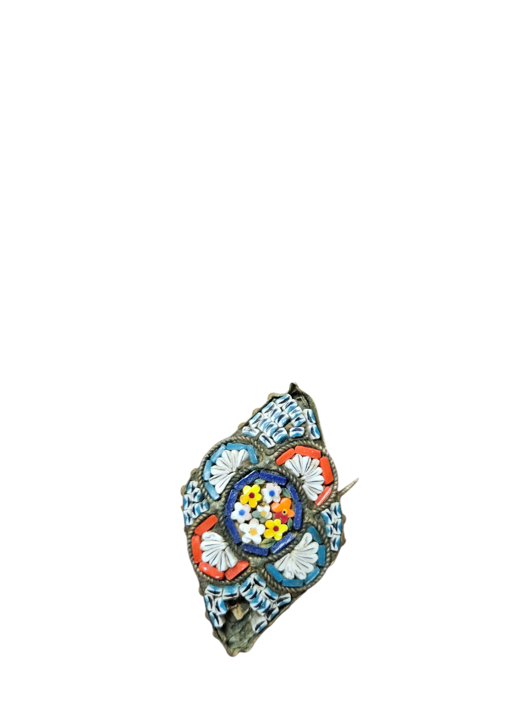 Antique Micro Mosaic Italian Brooch 19th-early 20th Century