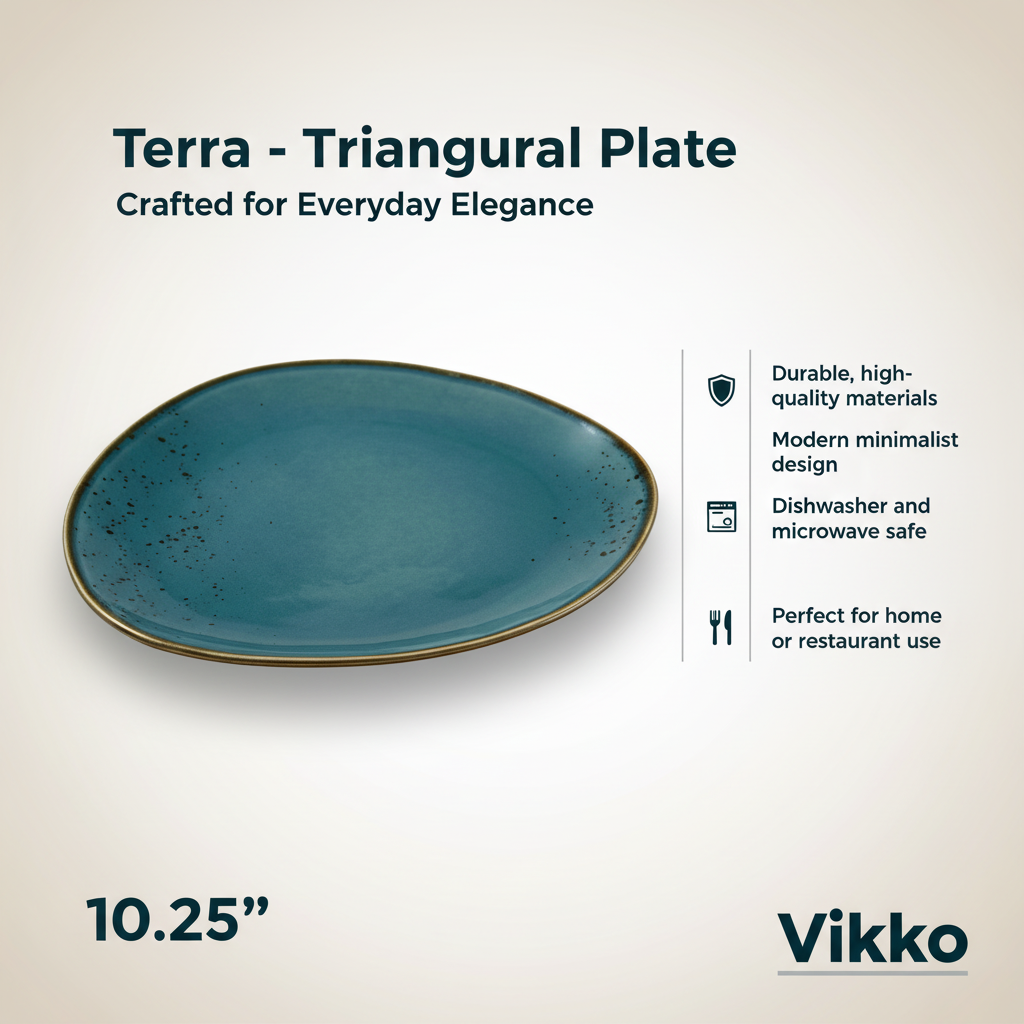 Terra - Triangular Plate, Dark Blue, 10.25"