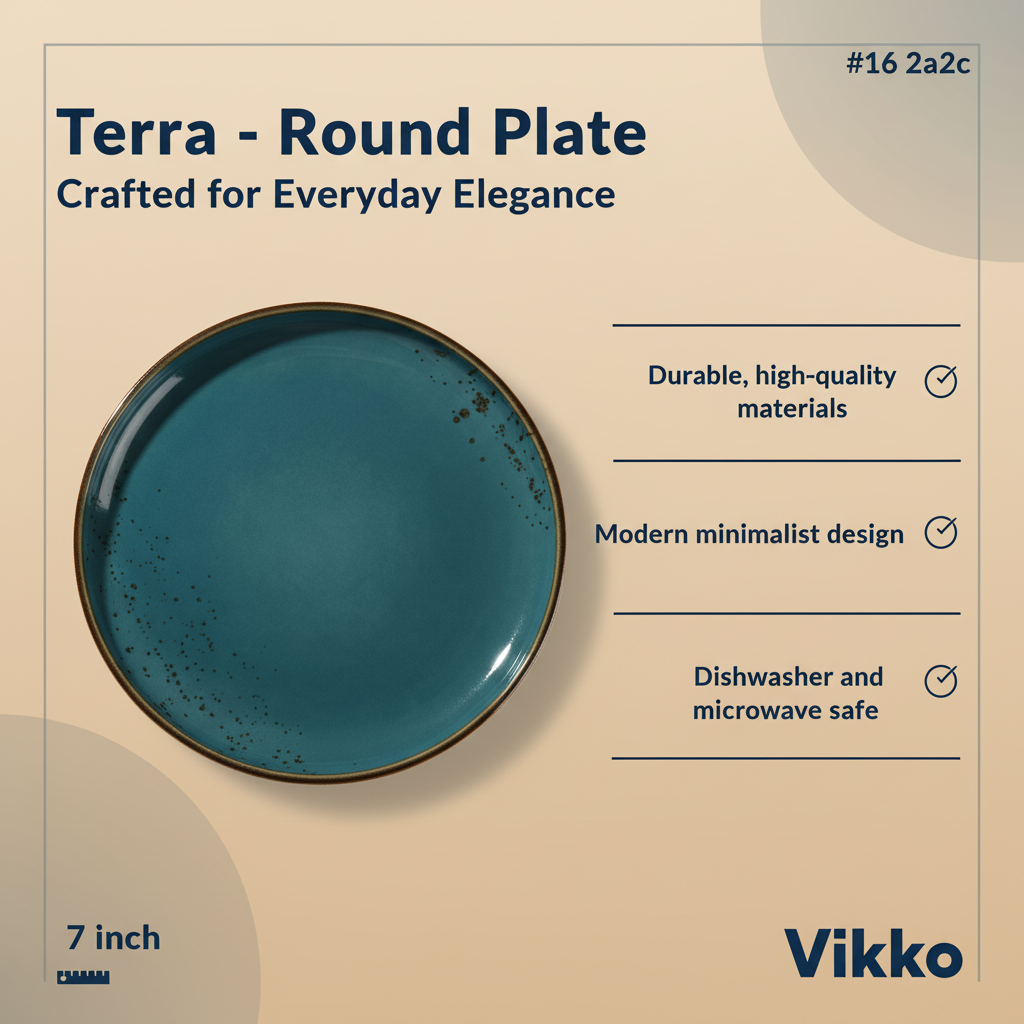 Terra - Round Plate, Dark Blue, 7"