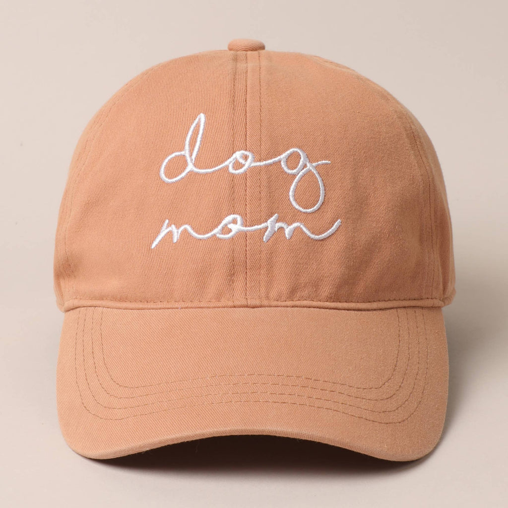 Dog Mom Lettering Embroidery Baseball Cap: CORAL / One Size