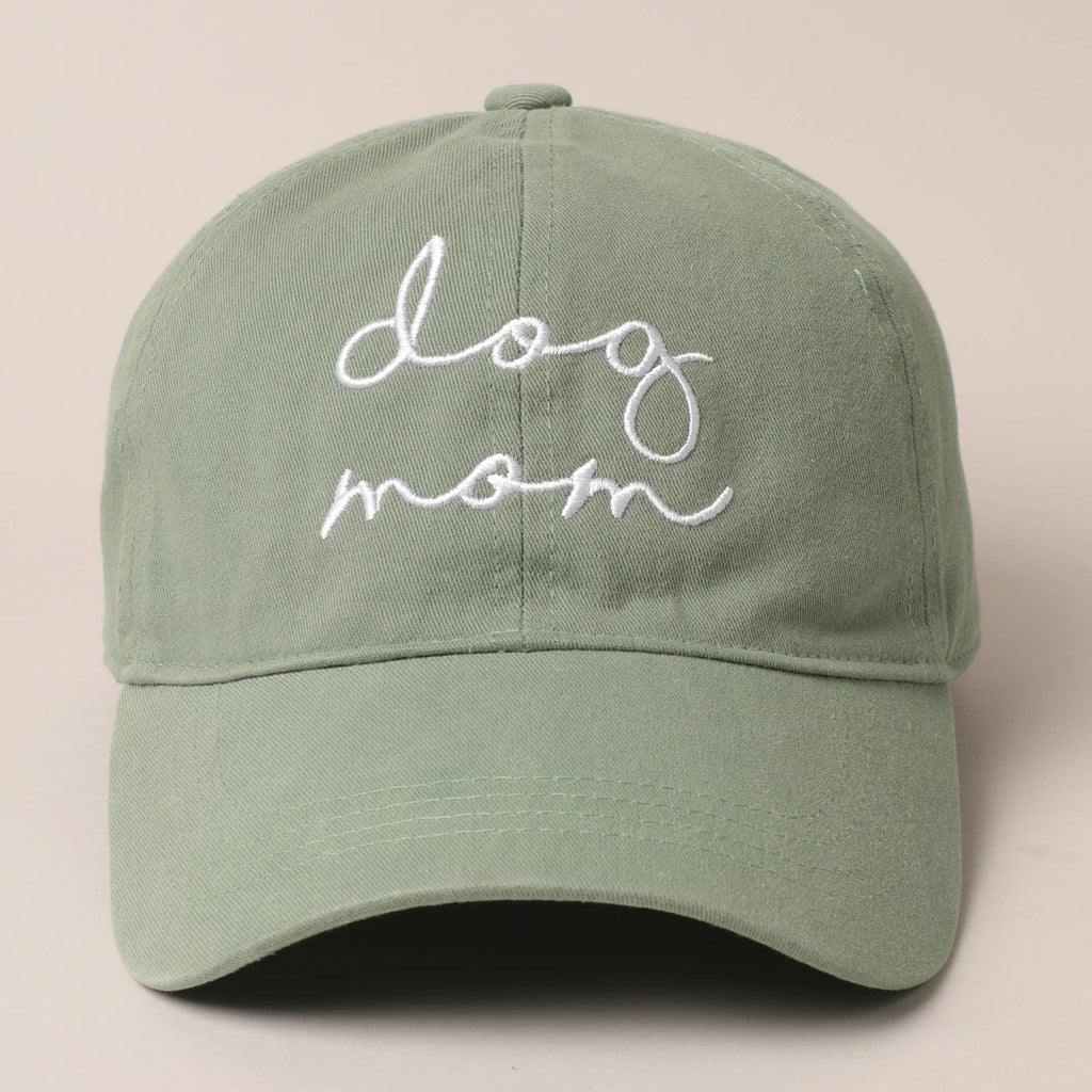 Dog Mom Lettering Embroidery Baseball Cap: SAGE / One Size