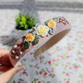 Floral Embroidered Headband, Collection Elena ✅: 6. Ivory Roses