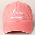 Dog Mom Lettering Embroidery Baseball Cap: CORAL / One Size