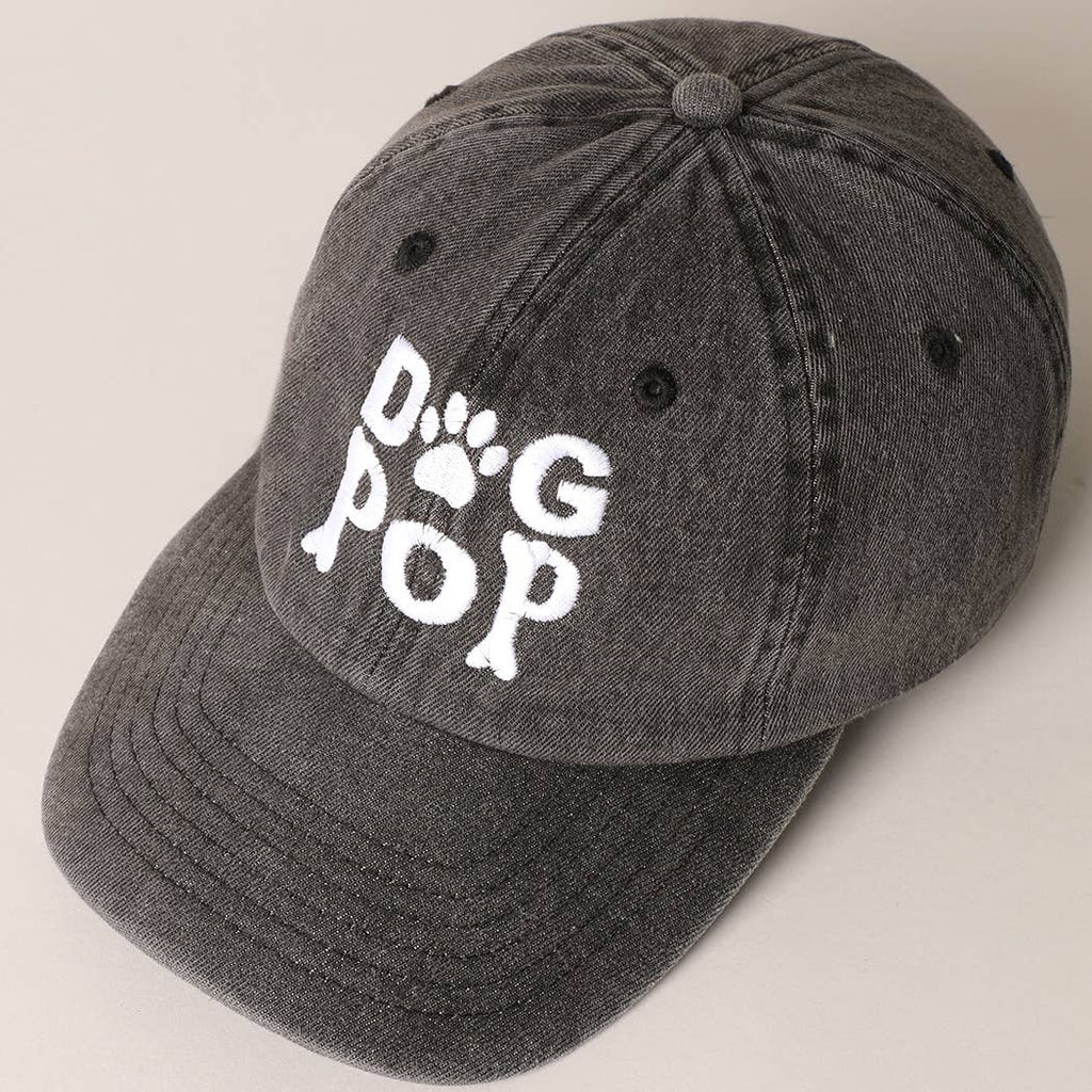 Dog Pop Letter Graphic Embroidery Denim Cap: DARK DENIM / ONE SIZE