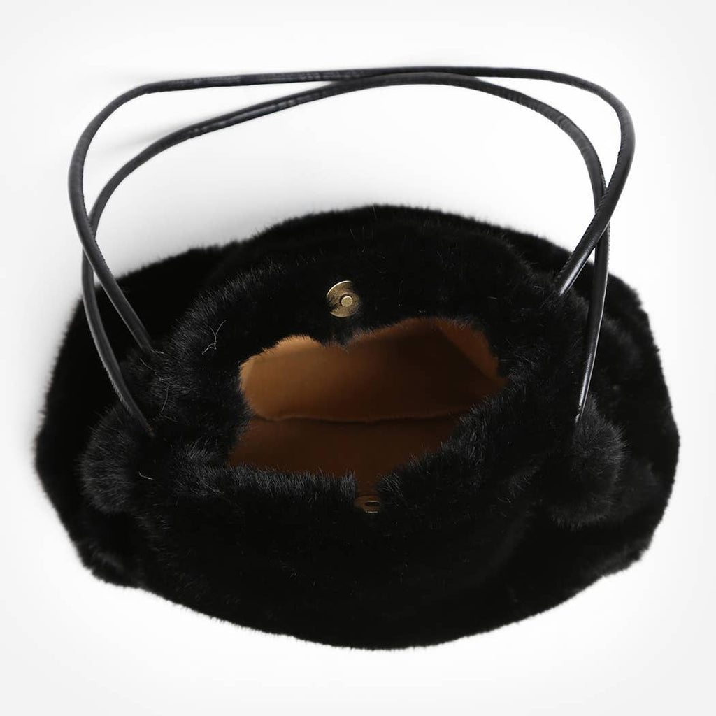 Solid Color Fuzzy Faux Fur Mini Shoulder Bag: PINK / One Size
