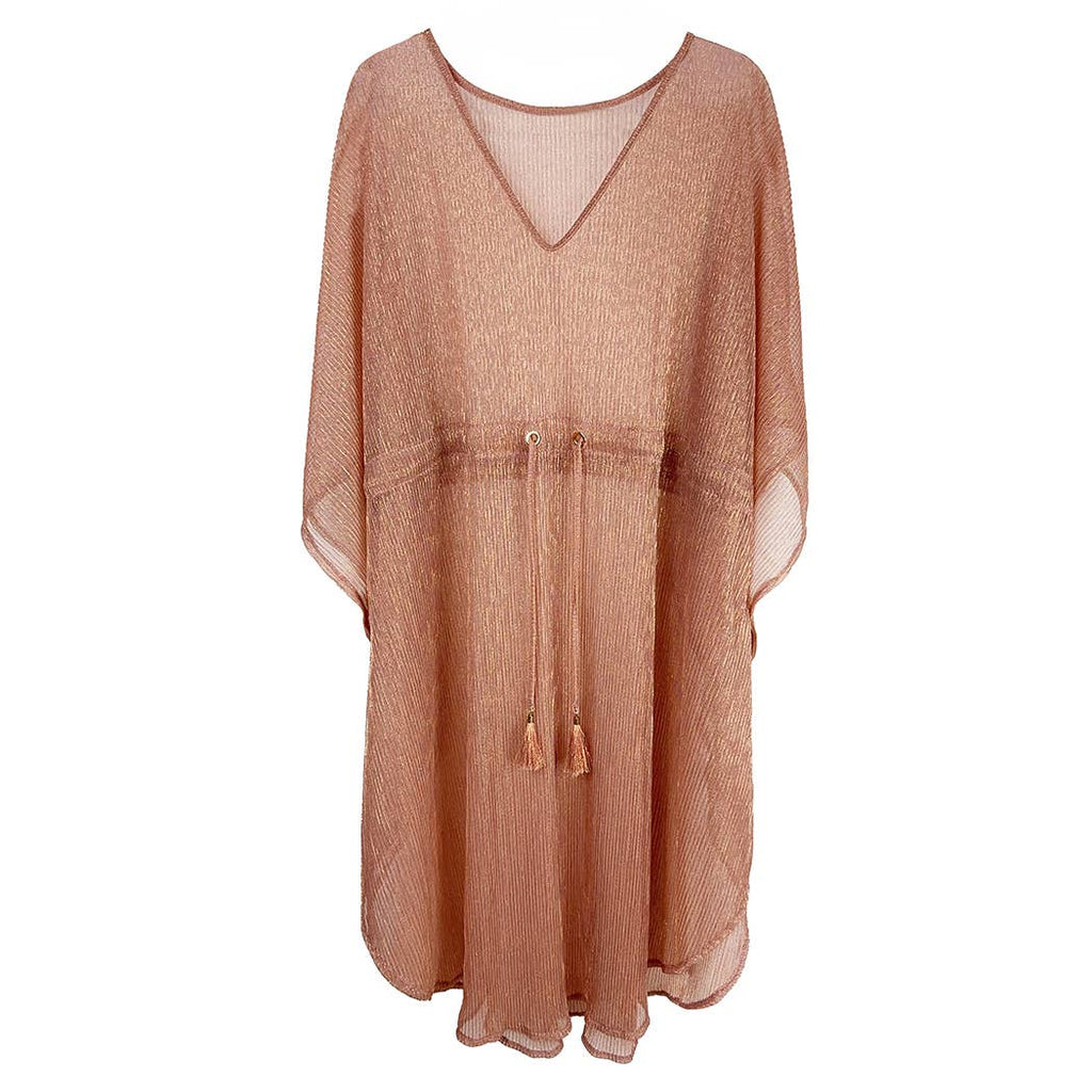 Lurex Sheer String Poncho Beach Cover-Up Dress: WHT / One Size