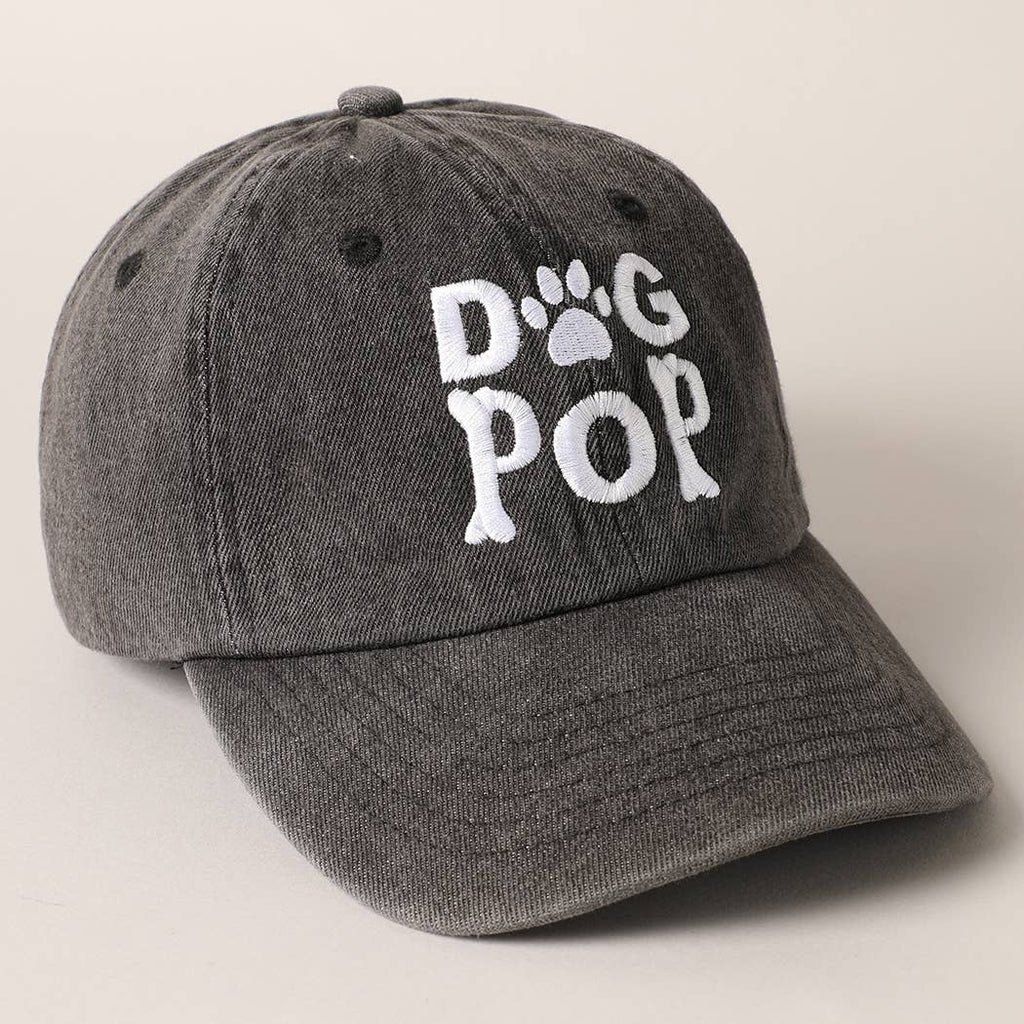 Dog Pop Letter Graphic Embroidery Denim Cap: DARK DENIM / ONE SIZE