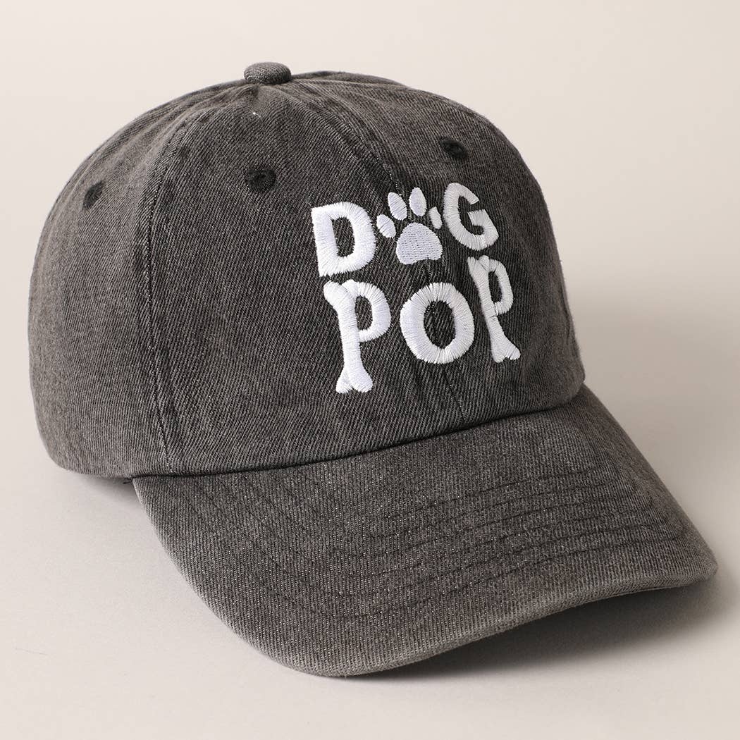 Dog Pop Letter Graphic Embroidery Denim Cap: DARK DENIM / ONE SIZE