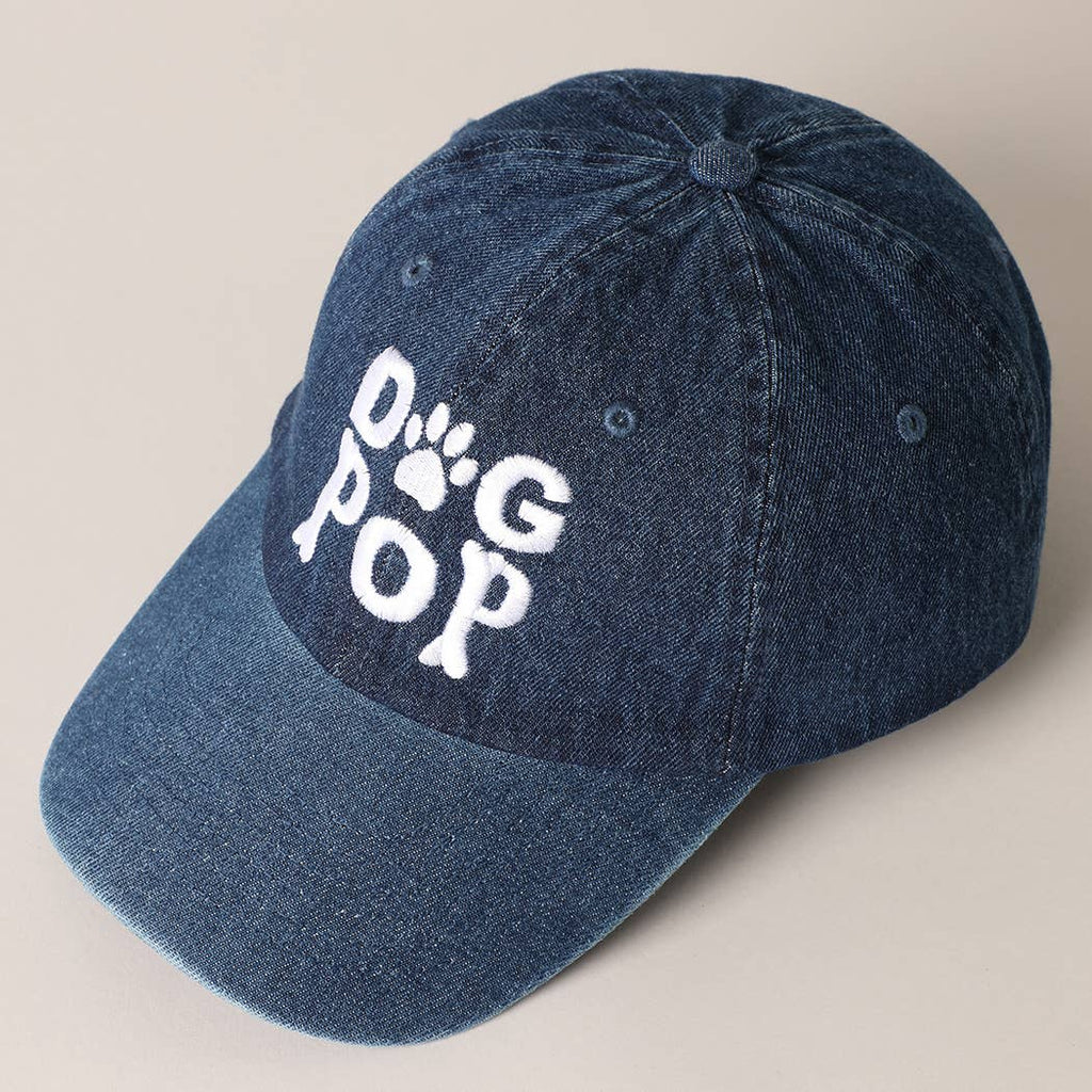Dog Pop Letter Graphic Embroidery Denim Cap: DARK DENIM / ONE SIZE